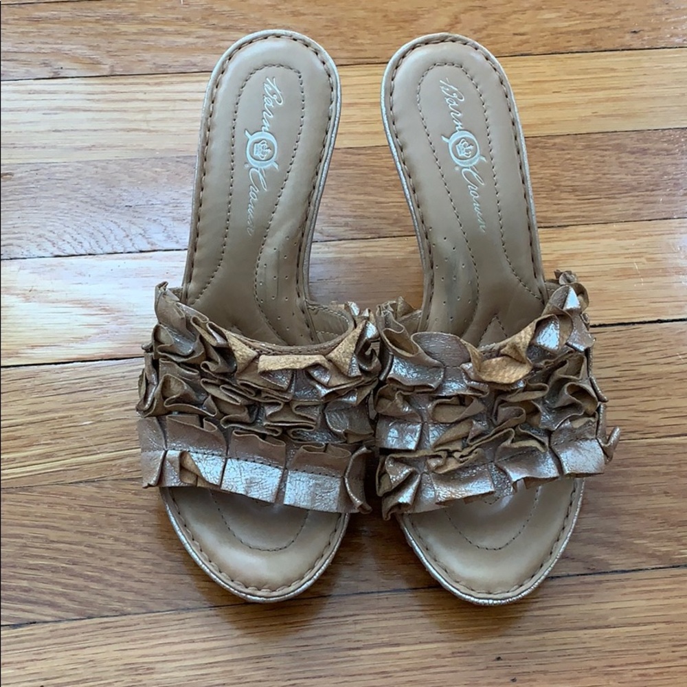 Born Crown Leather Ruffle Sandals